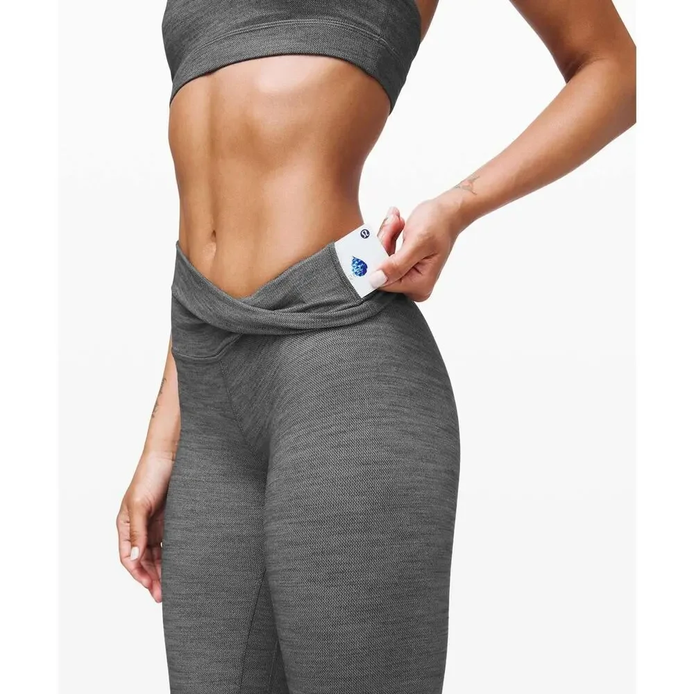 LULULEMON Align Pant II 25" 8 Mini Heathered Herringbone Heathered Black White - Picture 3 of 9